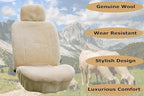 Genuine Sheepskin Seat Cover Lambskin Seat Cover Winter Car Seat Cover Lambs Wool Sheep Skin Fuzzy Shearling Car Accessories Front with Curve Patten (Beige)