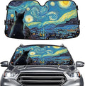 GENANY Cat Starry Night Windshield Sun Shade for Car SUV Truck (64x32 Inches), Art Sun Shade Windshield, Shades for Windows, Protector Blocks UV, Car Decor