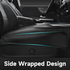 CAR PASS 2 Pack Leather Front Car Seat Covers, Bottom Seat Covers Full Wrapped with Storage Pocket, Anti-Slip Leather Seat Protectors,Waterproof Seat Cushion Pad Universal Fit Sedan SUV Truck, Black