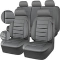 CAR PASS Leather Seat Covers Full Set Universal Water Resistant 3D Foam Back Support, Luxury Comfort Automotive 5 Seat Covers All Season Fit for SUV,Sedan,Van, Airbag Compatible Elegance (Gray)