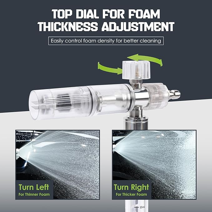 Foam Cannon Pro for Pressure Washer, Thick Snow Foam Sprayer with 5 Nozzle Tips, 1/4" Quick Connect for Thick Sudsy Wash (White)