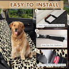 Backseat Cover for Dogs, Waterproof and Non-Slip Pet Bench Seat Covers, Car Seat Protector for Back Seat, Universal Size Rear Car Seat Cover Fits Cars, Trucks and SUVs, L-Leopard&Black