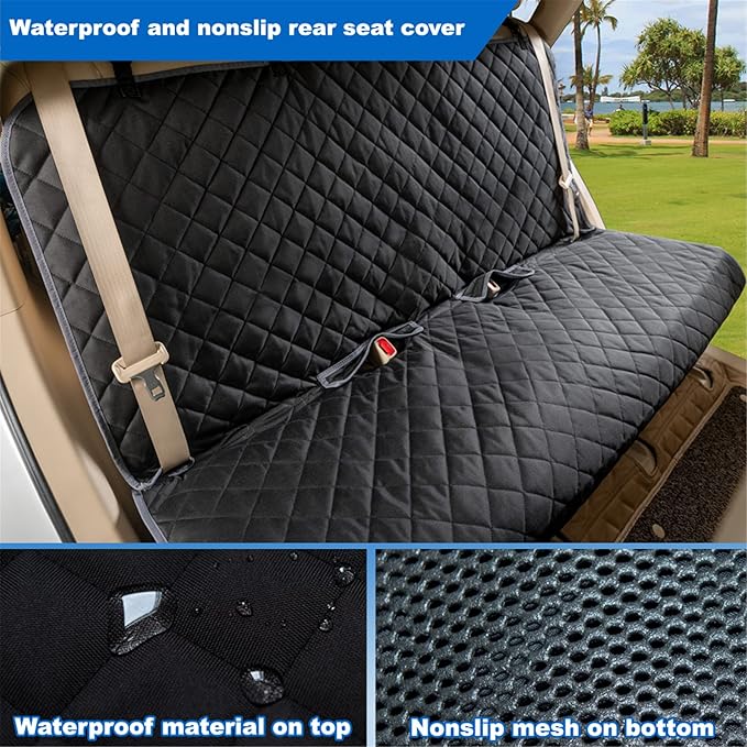 Bench Car Seat Cover Protector - Waterproof, Heavy-Duty and Nonslip Pet Car Seat Cover for Dogs with X-Large Size Fits for Large SUVs & Trucks