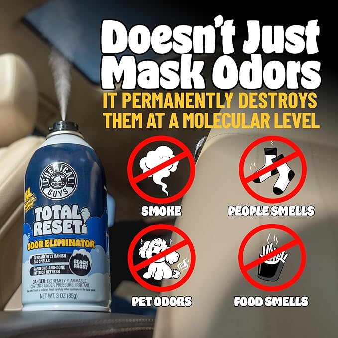 Chemical Guys Odor Eliminating Aerosol Fogger, Black Frost Scent - 3 oz Single Can For Cars, Trucks, And SUVs - Set-And-Forget Interior Deodorizer Neutralizes Smoke, Pet, Gym, And Food Odors & More