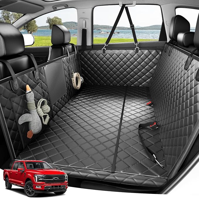 Zanch 2025 Upgraded Dog Car Seat Cover, 450 lbs Heavy Duty Hard Bottom, Waterproof & Anti-Scratch Back Seat Protector, Nonslip Pet Hammock Extender for Mid SUVs, Trucks, Standard-Black