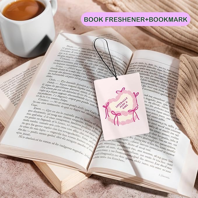 Cute Coquette Pink Bow Car Air Freshener, Preppy I'm Literally Just a Girl Girly Air Freshener Hanging 3 Pcs for Cars Closet Drawer or Books, Cute Girly Car Accessories Mirror Decor for Women