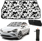 CHILL·TEK Funny Car Windshield Sun Shade Umbrella, Cows Print Car Sun Shade Umbrella, Block UV Rays Heat Foldable Windshield Umbrella Sun Visor Protector - Keep Vehicle Cool for Cars SUV
