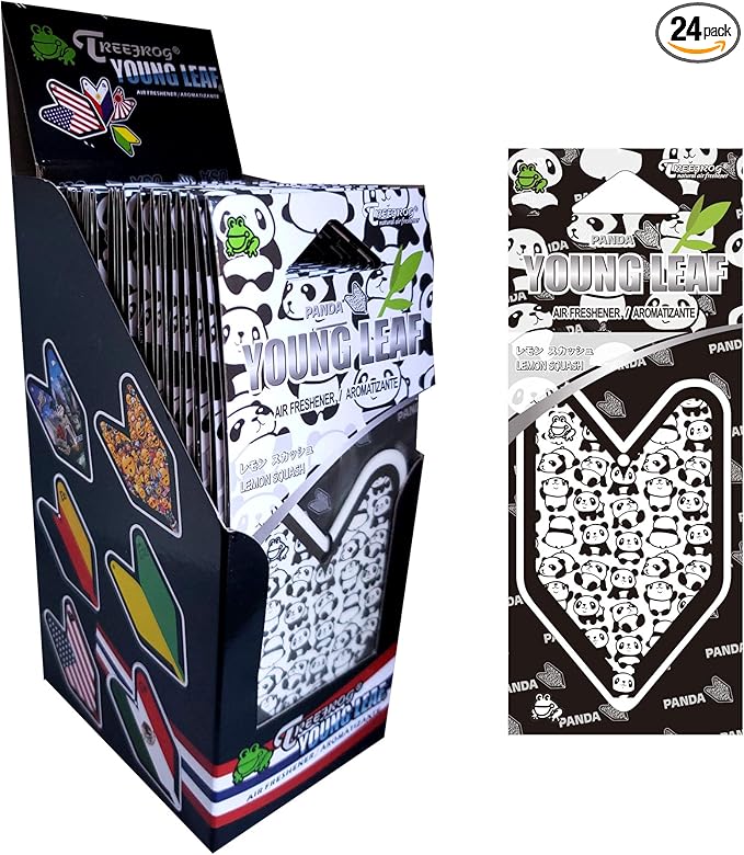 YLLS59 JDM Treefrog Lemon Squash Scents Air Freshener, Black Panda, 1 Box, 24 Piece