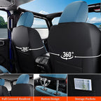 Coverado JK Seat Covers for Jeep Wrangler, Full Coverage Front Waterproof Leather for Cars Automotive Truck Custom Fit for 2013-2017 Jeep Wrangler 2-Door/4-Door (Blue)
