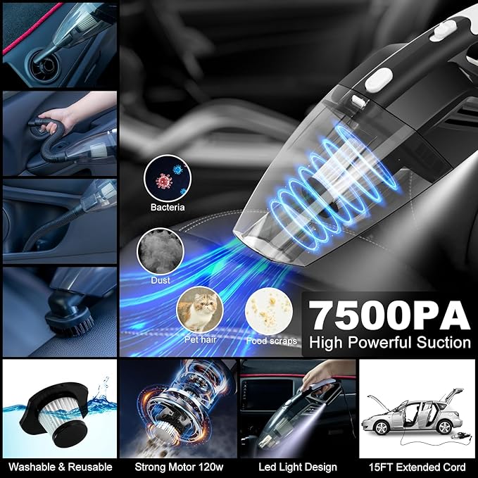 AUTODECO 40Pcs Car Wash Detailing Kit Cleaning Kits with Foam Gun Sprayer Vacuum with Long Cord Drill Brush Large Wash Mitt Towels Complete Interior Exterior Car Washing Supply Set Black