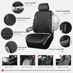 CAR PASS Bling Diamond Black Leather Car Seat Covers Full Sets Interior Sets, Waterproof Shining Glitter Sparkly Crystal Universal Armrest Fit Automotive Truck SUV Cute Women Girl, Black PU Rhinestone