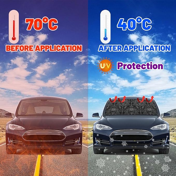 Socira Gothic Skull Car Windshield Sunshade Umbrella Foldable Umbrella Sun Shade Windshield Cover Sunshade Skull Accessories Blocks Uv Rays Keeps Cool (57" X 30")