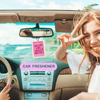 Retro Pink Car Air Freshener, Funky Y2K Good Times Ticket Lucky Girl Ace Card Guest Check Air Freshener Hanging 3 Pcs for Cars Closet Drawer or Books, Girly Car Accessories Mirror Decor for Women