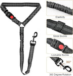 Dog Cat Safety Seat Belt Strap Car Headrest Restraint Adjustable Nylon Fabric Dog Restraints Vehicle Seatbelts Harness (Red, Elastic Bungee-1pcs)