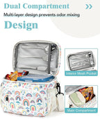 Insulated Lunch Bag for Men & Women, 9L Leakproof Lunch Box Soft Cooler Tote with 5 Pockets, 600D Oxford, EVA Lining, Adjustable Strap for Work, Picnic, Beach&Travel-Corduroy Rainbow