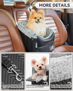 PETSFIT Center Console Dog Car Seat with Safe Protection Hooks, Pet Car Seat with Upgraded Safety Tethers, Washable Cushion, Console Dog Car Seats for Small Dogs Up to 8 Lbs(Black)