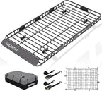 WILDROAD Car Roof Cargo Carrier Combo of Upgraded 84"x 39"x 4" Roof Rack Cargo Basket with 21 Cubic ft Cargo Carrier Bag, Super Duty Bungee Cargo Net and Ratchet Straps Fits for SUV Truck Cars