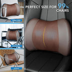 Lumbar Support Pillow for Car, Memory Foam Lumbar Pillow for Lower Back Pain Relief - Back Cushion for Driving, Chair Support for Car-Office Chair, Wheelchair - Brown