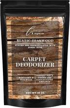 Lapew Rustic Teakwood Carpet Deodorizer Powder - Pet Safe Freshener for Vacuuming | Scented Odor Eliminator for Home | 16 oz