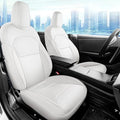 Customized Seat Cover for Tesla Model 3 2024 2025 Highland Long Range (Not for Performance) Nappa Leather Car Interior Airbag Compatible Cushion Cover Full Set (T3-White-24-25)