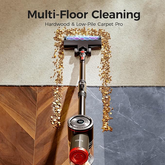 Cordless Vacuum Cleaner for Home,Cleans Under Furniture Without Bending,40Kpa 45Mins,Self-Standing,Powerful Stick Vacuum Cordless for Pet Hair,Hard Floors,Carpets,Car