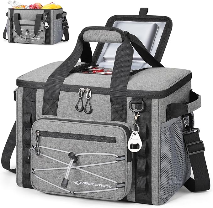 Maelstrom Soft Sided Cooler Bag, 30/40 Can Collapsible Insulated Ice Chest, Large Leakproof Portable Storage for Camping, Travel, Kayaking & Beach