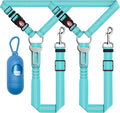 3-Piece Dog Car Harness Set - Retractable, Adjustable, Reflective Dog Seatbelt for Vehicle Headrests, Heavy Duty, High Elastics, Sky Blue