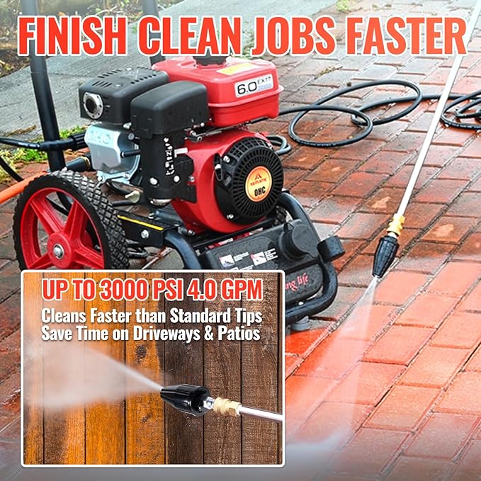 YAMATIC Pressure Washer Tips Turbo Nozzle, 360° Rotating Spray Turbo 3000 PSI 4.0GPM with 1/4" Quick Connector, Compatible with Ryobi, Greenworks, Craftsman, Troybilt, Simpson