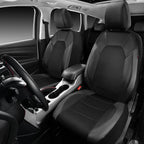 CAR PASS Leather Seat Covers, Automotive Sport Car Seat Cover Super 5mm Composite Sponge Inside, Airbag Compatible Universal Fits Most Cars, SUVs, Trucks and Vans (Full Set,Black & Gray)