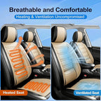 Car Seat Covers for Select Honda Fit 2007-2020, Premium Full Coverage Leather, Airbag Compatible& Scratch-Resistant, Waterproof & All Weather Breathable Seat Protector, Front Pair Black+Beige