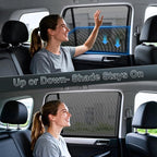 PEYOU Car Window Shades for Baby 2 Pack, Stretchable & Breathable Spandex Rear Side Car Sun Shade for Camping, Blocks UV Rays & Sun Glare for Kids/Adults/Pets - 44.9"X25.6" Fits 99% Cars