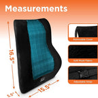 BLACK+DECKER Memory Foam Lumbar Support Pillow with Cooling Gel – High Back Lumbar Cushion for Office, Car, Wheelchair & Airplane – Ergonomic, Pain Relief, Adjustable Strap, Washable Cover,Black/Grey