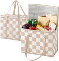 Checkered Insulated Grocery Bags 2 Pack, Checkerboard Cooler Shopping Bags for Groceries, Insulated Bags for Food Delivery