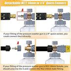 Tool Daily Foam Cannon for Pressure Washer with Dual Connector Accessory, Adjustable Soap Cannon with M22-14 and 1/4” Quick Connect Fittings, Additional Orifice Nozzle 1.1mm, 1.5 Liter
