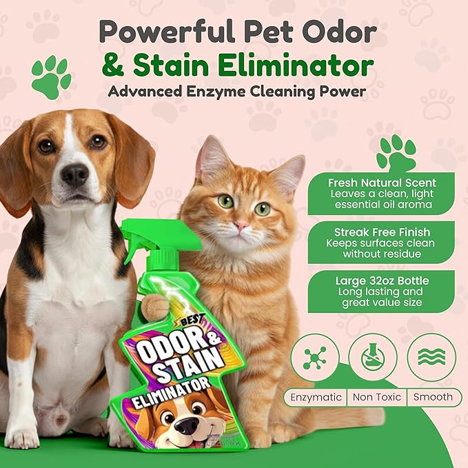 Pet, Enzyme Spray for Urine, Dog Smell, Carpet Mess. Remove Dog & Cat Pee, Poop, Stain, Spot, Smell, Odor Enzymatic at a Molecular Level for Your Home