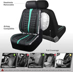 CAR PASS 3D Foam Mesh Leather Car Seat Covers Full Set, Breathable Premium Leather Seat Covers for Car,Anti Slip Universal Fit for Trucks Cars Sedans Vans SUVs, Airbag Compatible, Black Mint