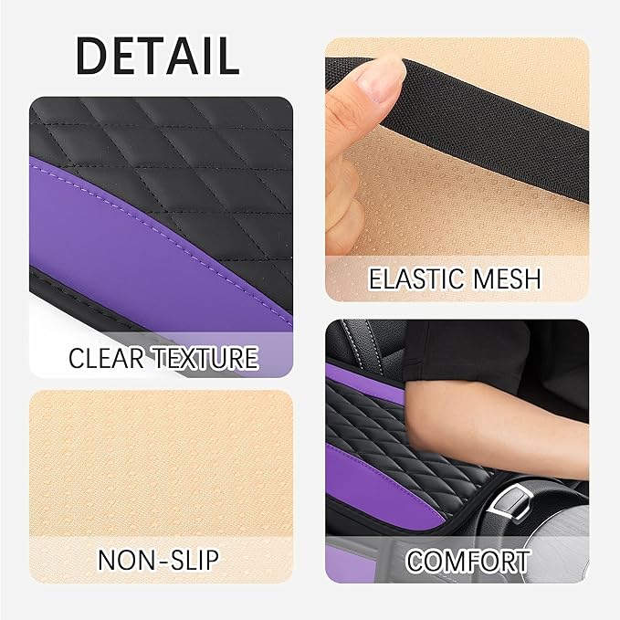 Patchwork Leather Center Console Covers for Cars,Upgraded Arm Rest Cover for Car with Side Storage Pocket for Car Seat Organizer,Middle Console Cover Stylish Car Decoration (Purple)