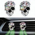 Gothic Skull Car Air Freshener Vent Clips with 2 Pads, Halloween Scented Car Accessories for Men Women, Automotive Interior Decor and Cool Car Fresheners for Men， Spooky Gift Idea-A7
