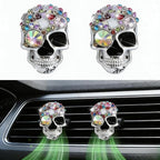 Gothic Skull Car Air Freshener Vent Clips with 2 Pads, Halloween Scented Car Accessories for Men Women, Automotive Interior Decor and Cool Car Fresheners for Men， Spooky Gift Idea-A7