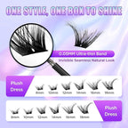 Lash Extension Kit DIY Lash Clusters Kit Eyelash Extensions Individual Lashes Extensions with (168Pcs, Plush Dress, 0.07D 8-18mm)