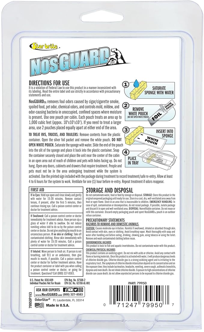 STAR BRITE NosGUARD SG RV Odor Eliminator – Deep Penetrating Vapor System, Twin Pack 10G (079950)