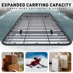 Wildroad Car Roof Platform, Universal Roof Flat Rack Combo 90" x 47" x 1.3" Heavy Duty Roof Rack Platform with Cargo Bag, Cargo Net, Ratchet Straps and Anti-Rust Sealant Fits for SUV Truck Cars