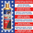 Leather Conditioner 16 oz — Premium Moisturizing Treatment for Car Seats and Leather Trim — Non-Greasy Or Sticky Formula Helps Prevent Cracking, Dryness, and Fading — Made in USA
