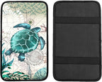Universal Car Center Console Cushion Pad,Sea Turtle 2 Car Armrest Pad Car Armrest Seat Box Cover Protector for Most Vehicle, SUV, Truck, Car