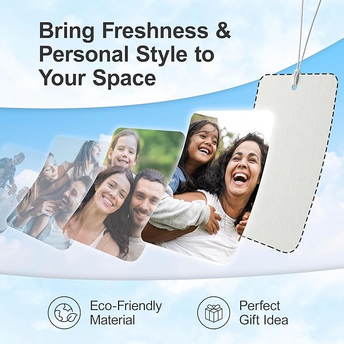 Instafreshener Custom Hanging Air Freshener | Rounded Rectangle Horizontal | Custom Air Fresheners with Picture or Text for Car, Closet, Bathroom, Locker & Office Décor