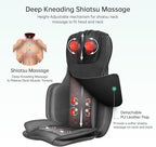 Snailax Neck Back Massager with Heat, Full Body Massage Chair Pad, Adjustable Compression, Rolling, Shiatsu Massage Seat Cushion, Chair Massagers,Gifts for Women, Man (Upgrade)