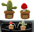Wonhibo 2 Pack Car Air Freshener Vent Clip, Cute Soft Stuffed Vent Decor Car Accessories for Women (M, Mushroom/Catus)