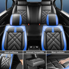 Car Seat Covers Compatible with Mazda 6 2007-2021, Full Coverage Premium Leather Waterproof Breathable Seat Covers, Automotive Seat Protectors, Airbag Compatible(Full Set Seats, Black-Blue)