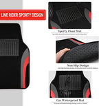 CAR PASS Leather Car Seat Covers Full Set with Waterproof Car Floor Mats,Airbag Compatible,Automotive Interior Covers for Cars Sedans,Trucks,Vans,SUV with Car Carpet Mats(Black and Red)