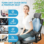BEAUTRIP Seat Cushion & Lumbar Support Pillow for Office Chair, Car & Wheelchair - Ergonomic Coccyx Cushion for Tailbone, Sciatica & Back Pain Relief - Extra-Dense Charcoal Memory Foam Chair Cushions